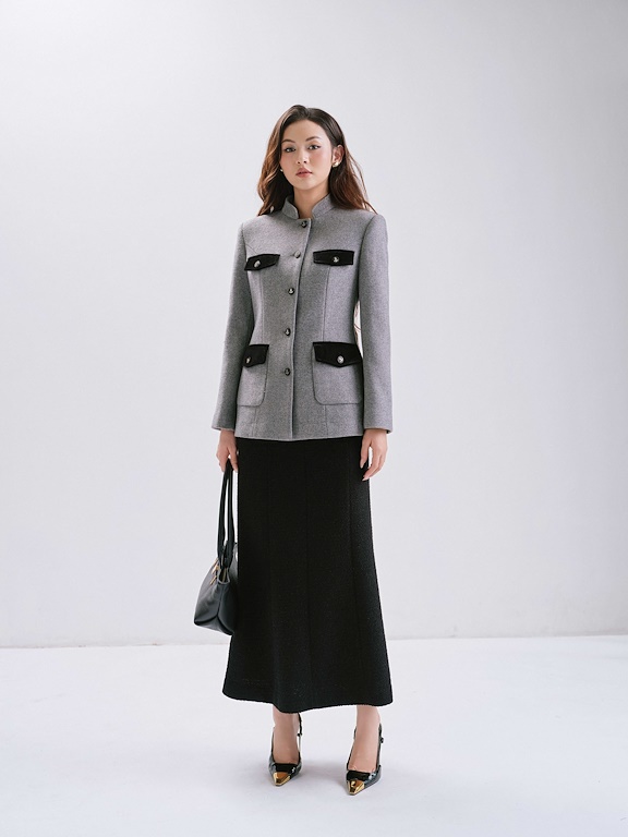 Áo vest cổ tàu phối nắp túi_CV.1-1180